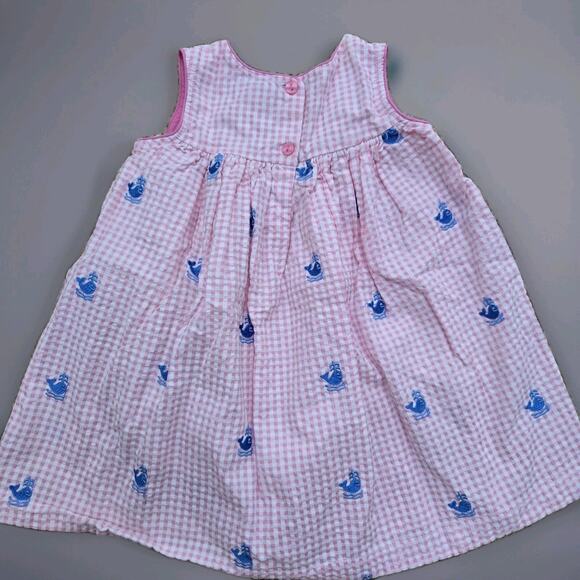 Cotton Kids Seersucker Outfit Set Pink Check Whale Nautical Beach Summer 24mos - Picture 3 of 7